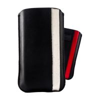 Maciņš exclusive white/red stripes L melns